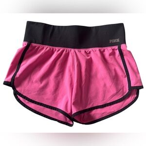 PINK Victoria’s Secret Hot Pink Black Trim Athletic Shorts Elastic Waist 2017